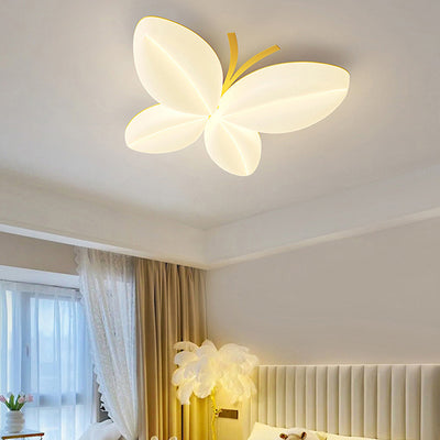 Moderne Art Deco Creme Schmetterling PE Eisen LED Unterputz Deckenleuchte für Schlafzimmer 