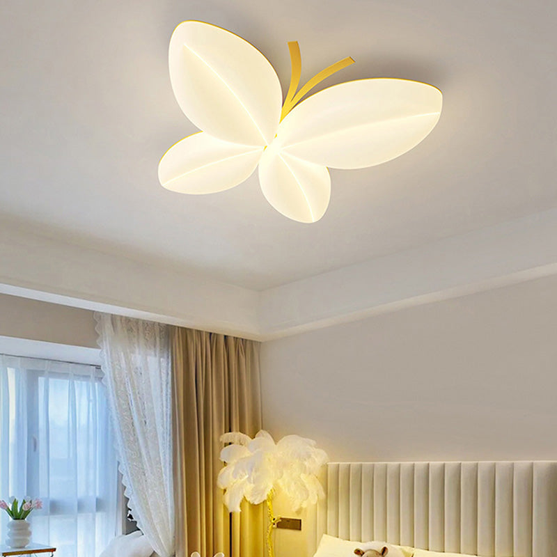 Moderne Art Deco Creme Schmetterling PE Eisen LED Unterputz Deckenleuchte für Schlafzimmer 