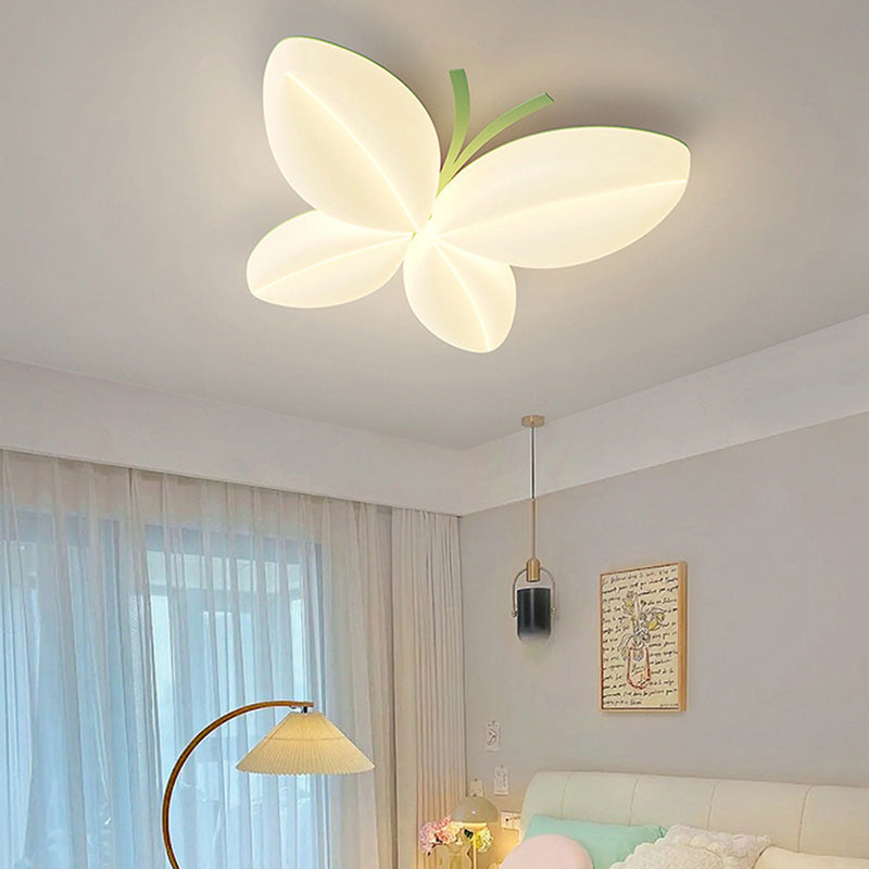 Moderne Art Deco Creme Schmetterling PE Eisen LED Unterputz Deckenleuchte für Schlafzimmer 