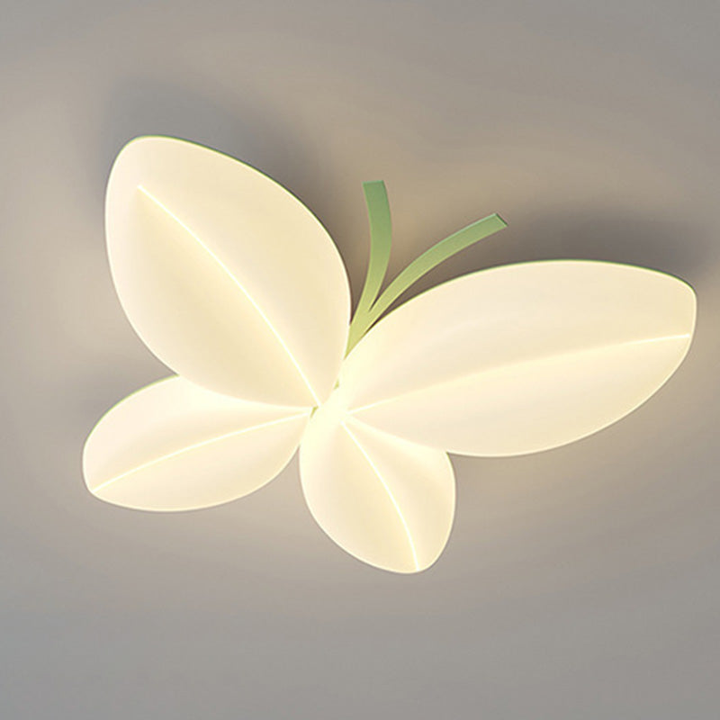 Moderne Art Deco Creme Schmetterling PE Eisen LED Unterputz Deckenleuchte für Schlafzimmer 