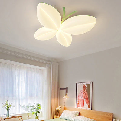 Moderne Art Deco Creme Schmetterling PE Eisen LED Unterputz Deckenleuchte für Schlafzimmer 