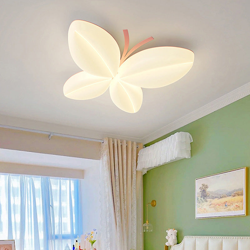 Moderne Art Deco Creme Schmetterling PE Eisen LED Unterputz Deckenleuchte für Schlafzimmer 