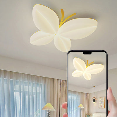 Moderne Art Deco Creme Schmetterling PE Eisen LED Unterputz Deckenleuchte für Schlafzimmer 