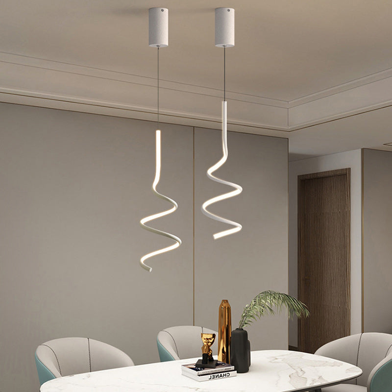 Contemporary Scandinavian Spiral Aluminum LED Pendant Light For Bedroom