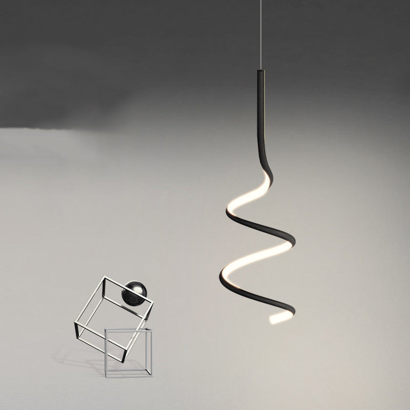 Contemporary Scandinavian Spiral Aluminum LED Pendant Light For Bedroom