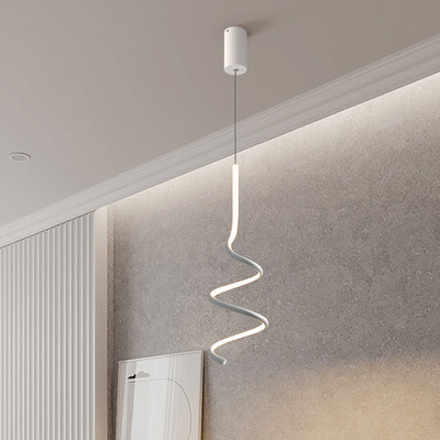 Contemporary Scandinavian Spiral Aluminum LED Pendant Light For Bedroom