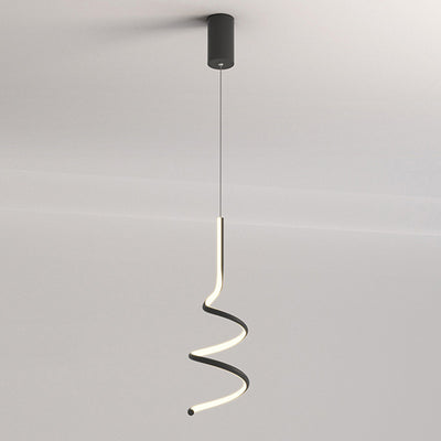 Contemporary Scandinavian Spiral Aluminum LED Pendant Light For Bedroom