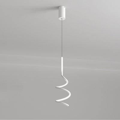 Contemporary Scandinavian Spiral Aluminum LED Pendant Light For Bedroom