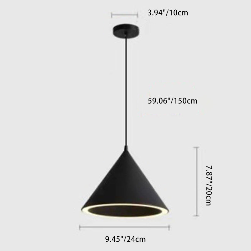 Contemporary Scandinavian Macaron Round Cone Iron LED Pendant Light For Bedroom