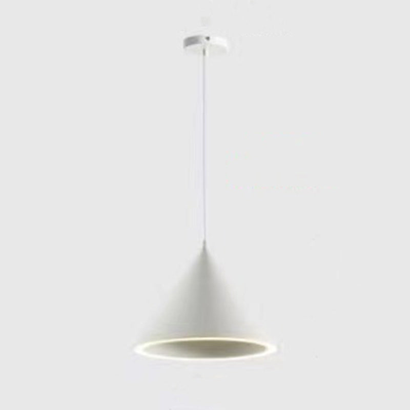 Contemporary Scandinavian Macaron Round Cone Iron LED Pendant Light For Bedroom