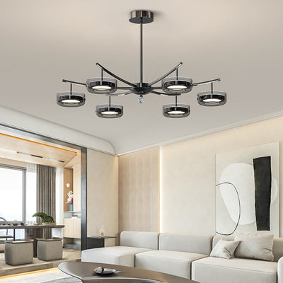 Contemporary Creative Round Chandelier Disc Iron Aluminum Glass Acrylic LED Chandelier For Bedroom