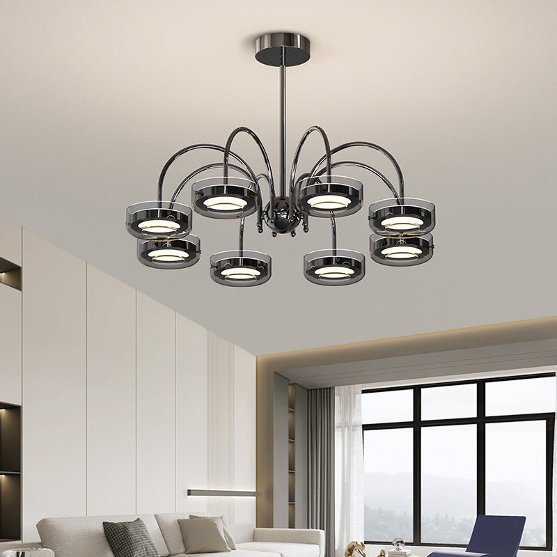 Contemporary Creative Round Chandelier Disc Iron Aluminum Glass Acrylic LED Chandelier For Bedroom