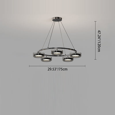 Contemporary Creative Round Chandelier Disc Iron Aluminum Glass Acrylic LED Chandelier For Bedroom