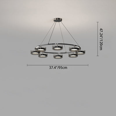 Contemporary Creative Round Chandelier Disc Iron Aluminum Glass Acrylic LED Chandelier For Bedroom