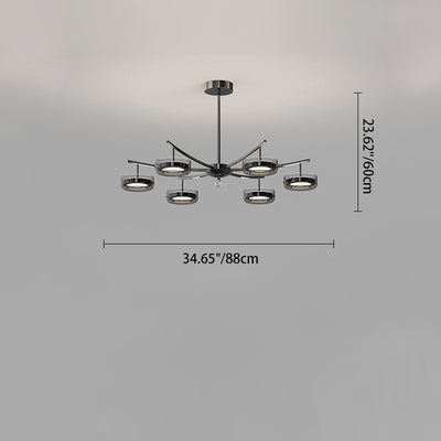 Contemporary Creative Round Chandelier Disc Iron Aluminum Glass Acrylic LED Chandelier For Bedroom