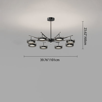 Contemporary Creative Round Chandelier Disc Iron Aluminum Glass Acrylic LED Chandelier For Bedroom