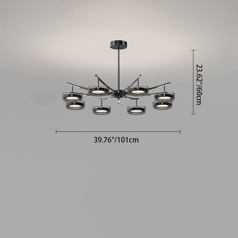 Contemporary Creative Round Chandelier Disc Iron Aluminum Glass Acrylic LED Chandelier For Bedroom