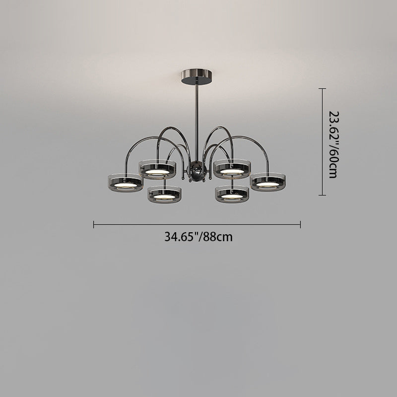 Contemporary Creative Round Chandelier Disc Iron Aluminum Glass Acrylic LED Chandelier For Bedroom