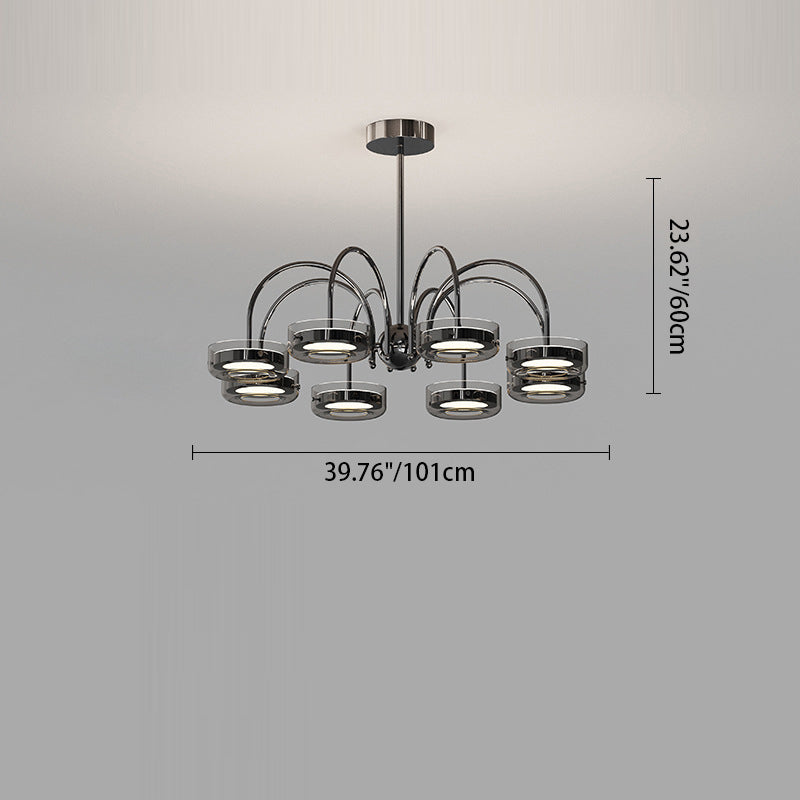 Contemporary Creative Round Chandelier Disc Iron Aluminum Glass Acrylic LED Chandelier For Bedroom