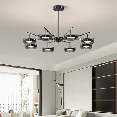 Contemporary Creative Round Chandelier Disc Iron Aluminum Glass Acrylic LED Chandelier For Bedroom