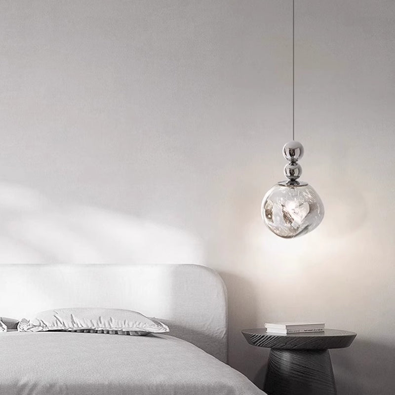 Contemporary Scandinavian Round Orb Iron Acrylic 1-Light Pendant Light For Bedroom