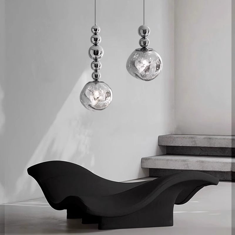 Contemporary Scandinavian Round Orb Iron Acrylic 1-Light Pendant Light For Bedroom