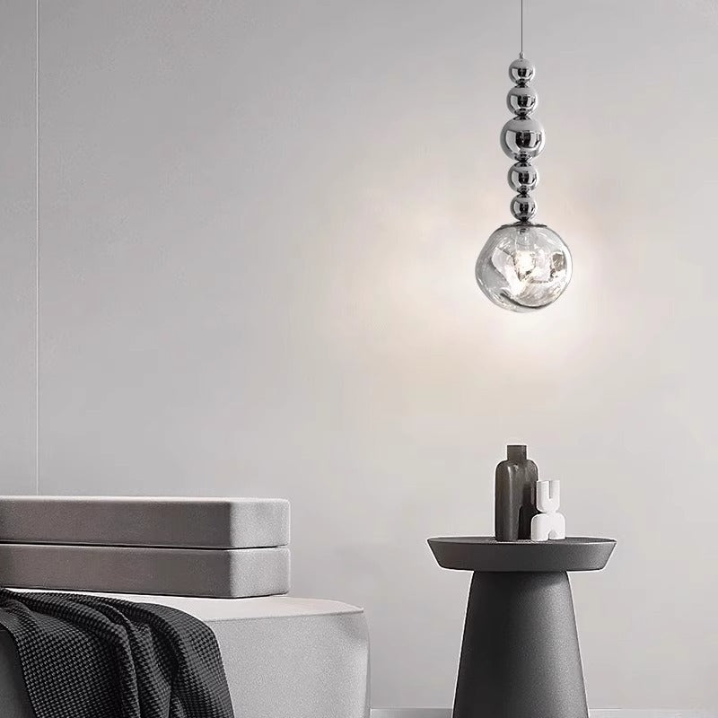 Contemporary Scandinavian Round Orb Iron Acrylic 1-Light Pendant Light For Bedroom