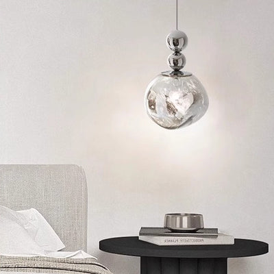 Contemporary Scandinavian Round Orb Iron Acrylic 1-Light Pendant Light For Bedroom