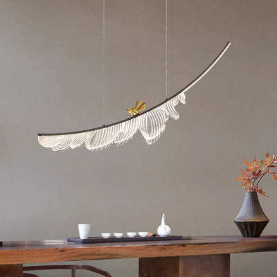 Modern Art Deco Feather Bird Copper Acrylic LED Chandelier For Dining Room