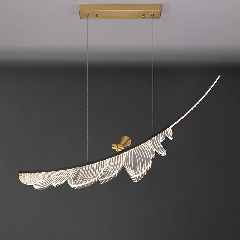 Modern Art Deco Feather Bird Copper Acrylic LED Chandelier For Dining Room