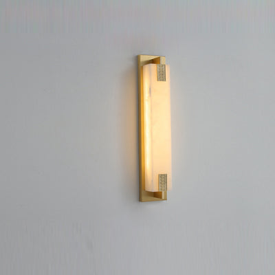 Traditional Chinese Waterproof Rectangle Copper Marble LED Wall Sconce Lamp For Patio