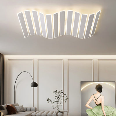 Moderne minimalistische Anordnung Fishbone Wave Rechteck Eisen Acryl LED Unterputz Deckenleuchte für Schlafzimmer 