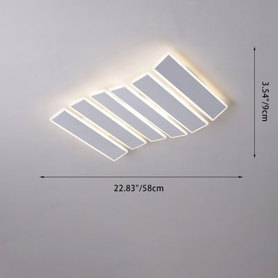 Moderne minimalistische Anordnung Fishbone Wave Rechteck Eisen Acryl LED Unterputz Deckenleuchte für Schlafzimmer 