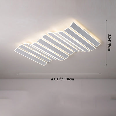 Moderne minimalistische Anordnung Fishbone Wave Rechteck Eisen Acryl LED Unterputz Deckenleuchte für Schlafzimmer 