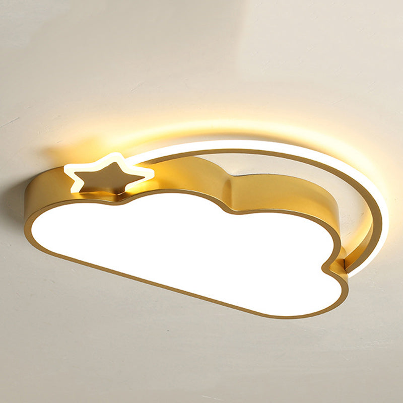 Contemporary Creative Kids Cartoon Clouds Iron Acrylic LED Flush Mount Ceiling Light For Bedroom