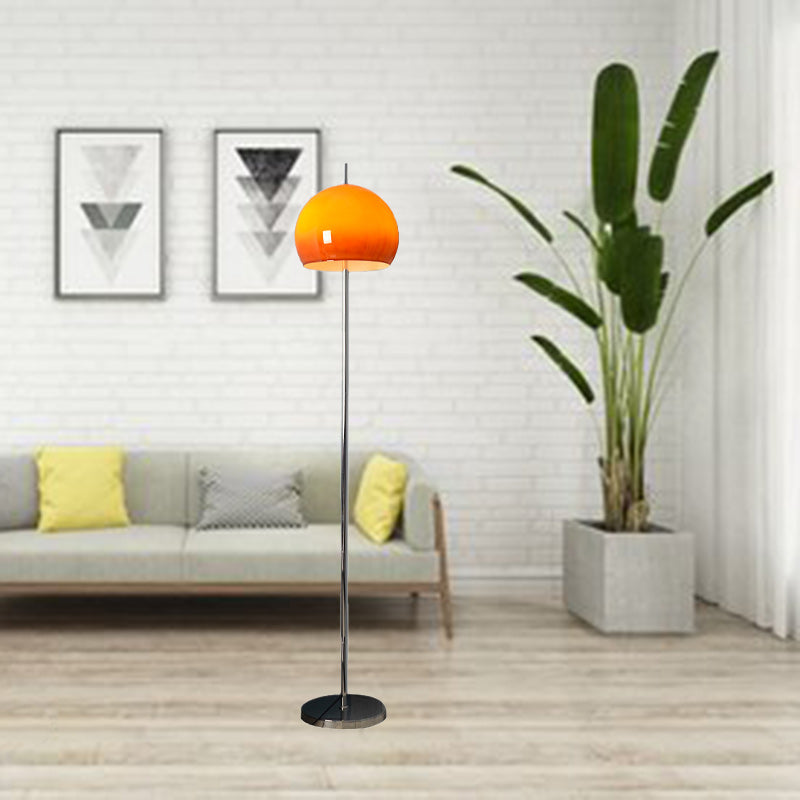 Modern Mid-Century Mushroom Round Iron Glass 2-Light Standing Floor Lamp For Living Room