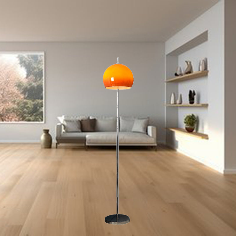 Modern Mid-Century Mushroom Round Iron Glass 2-Light Standing Floor Lamp For Living Room