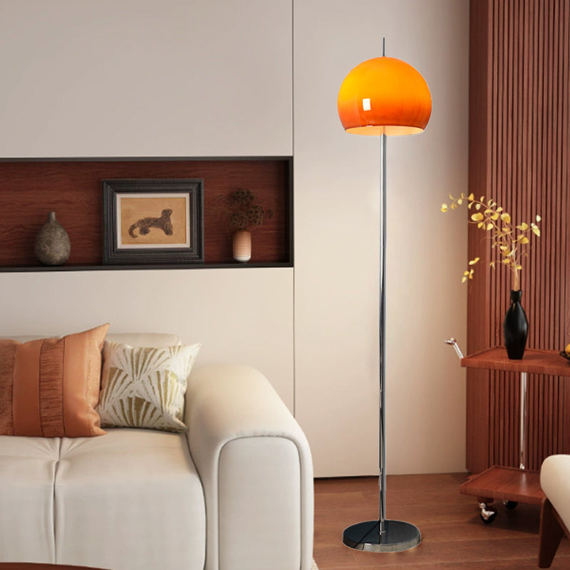 Modern Mid-Century Mushroom Round Iron Glass 2-Light Standing Floor Lamp For Living Room