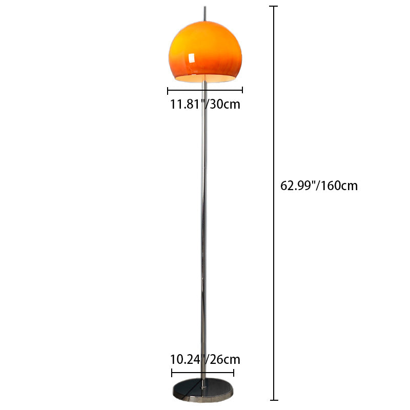 Modern Mid-Century Mushroom Round Iron Glass 2-Light Standing Floor Lamp For Living Room