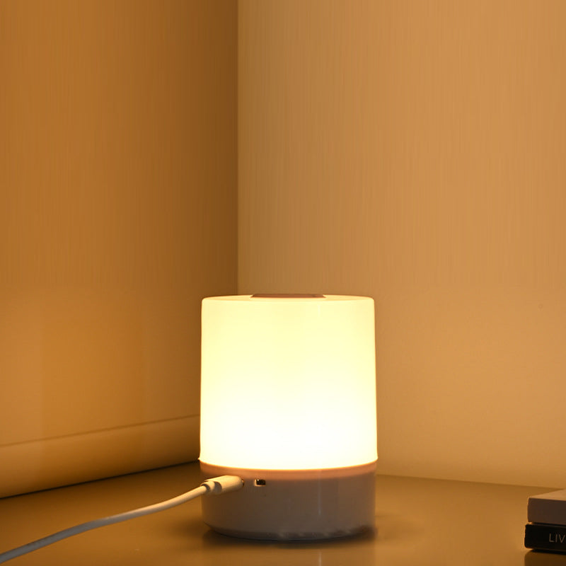 Moderne minimalistische USB-Rundzylinder-ABS-LED-Tischlampe für Schlafzimmer 