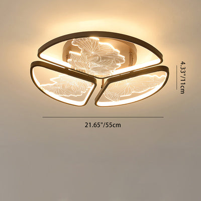 Traditional Chinese Round Square Rectangle Block Splicing Iron Aluminum Acrylic LED Semi-Flush Mount Ceiling Light For Bedroom