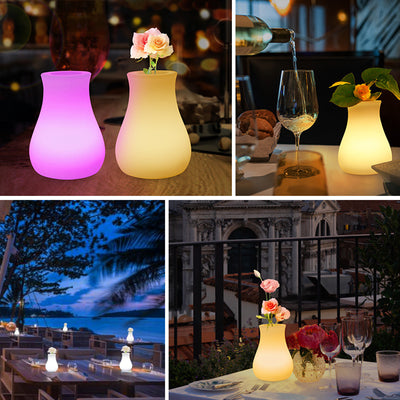 Modern Minimalist USB Vase Round Cylinder Square PE Plastic LED Table Lamp For Dining Room