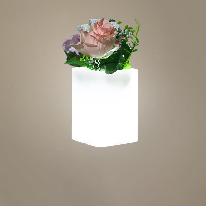 Modern Minimalist USB Vase Round Cylinder Square PE Plastic LED Table Lamp For Dining Room