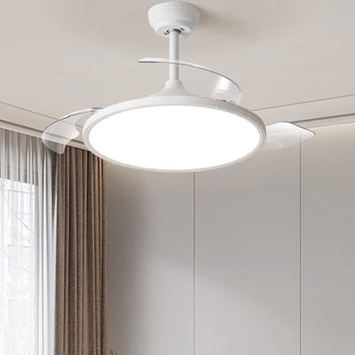 Modern Minimalist Round Fan ABS Iron LED Downrods Ceiling Fan Light For Bedroom