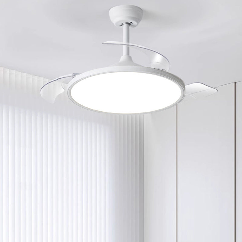 Modern Minimalist Round Fan ABS Iron LED Downrods Ceiling Fan Light For Bedroom