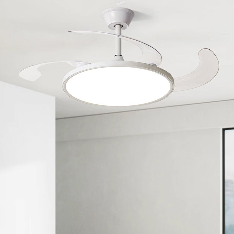 Modern Minimalist Round Fan ABS Iron LED Downrods Ceiling Fan Light For Bedroom