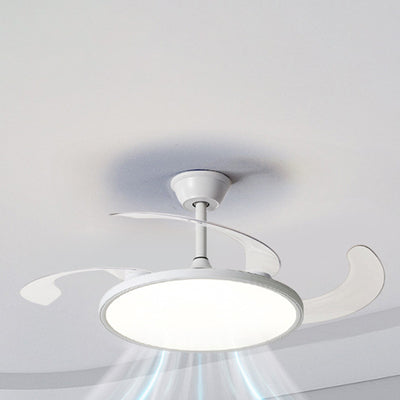 Modern Minimalist Round Fan ABS Iron LED Downrods Ceiling Fan Light For Bedroom