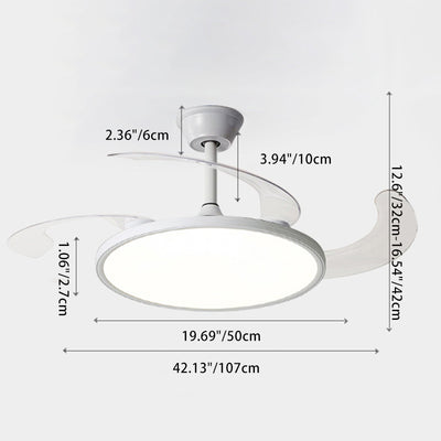 Modern Minimalist Round Fan ABS Iron LED Downrods Ceiling Fan Light For Bedroom