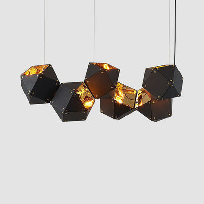 Contemporary Scandinavian Rubik's Cube Polyhedron Stainless Steel 6/8/10/12 Light Island Light Chandelier For Dining Room