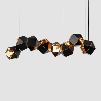 Contemporary Scandinavian Rubik's Cube Polyhedron Stainless Steel 6/8/10/12 Light Island Light Chandelier For Dining Room